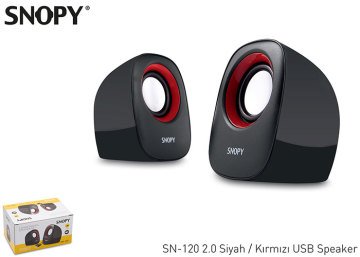 Snopy SN-120 2.0 Siyah/Kırmızı USB Speaker