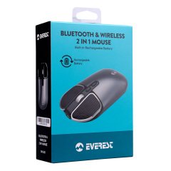 Everest SM-620 2in1 Bluetooth+2,4Ghz Şarjlı Metalik Gri Süper Sessiz Mobil-TV-PC Destekli Kablosuz Mouse