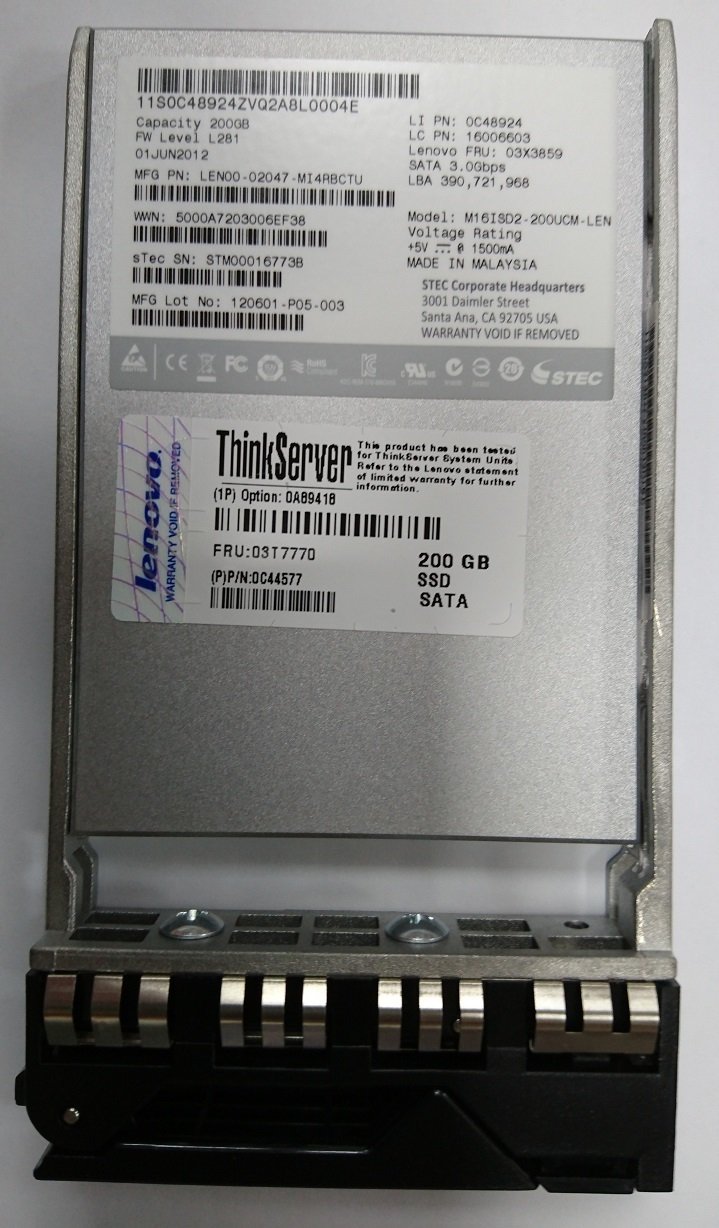 Lenovo Orjinal 200GB Sata 3.0Gbps + Rack SDD Sata Disk - 03T7770