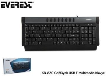 Everest KB-830 Gri/siyah USB F Multimedia Klavye