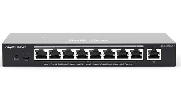 Ruijie Reyee RG-ES209GC-P 9 Port Gigabit L2 Cloud Yönetilebilir PoE+ Switch 8 Port PoE+ 120W