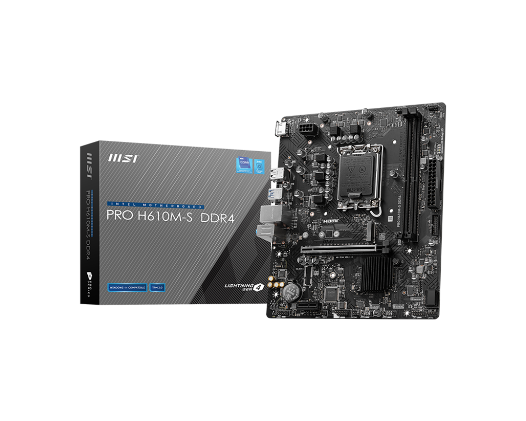 MSI PRO H610M-S DDR4 SOKET 1700 3200(OC) HDMI M.2 USB3.2 1x 1G LAN mATX