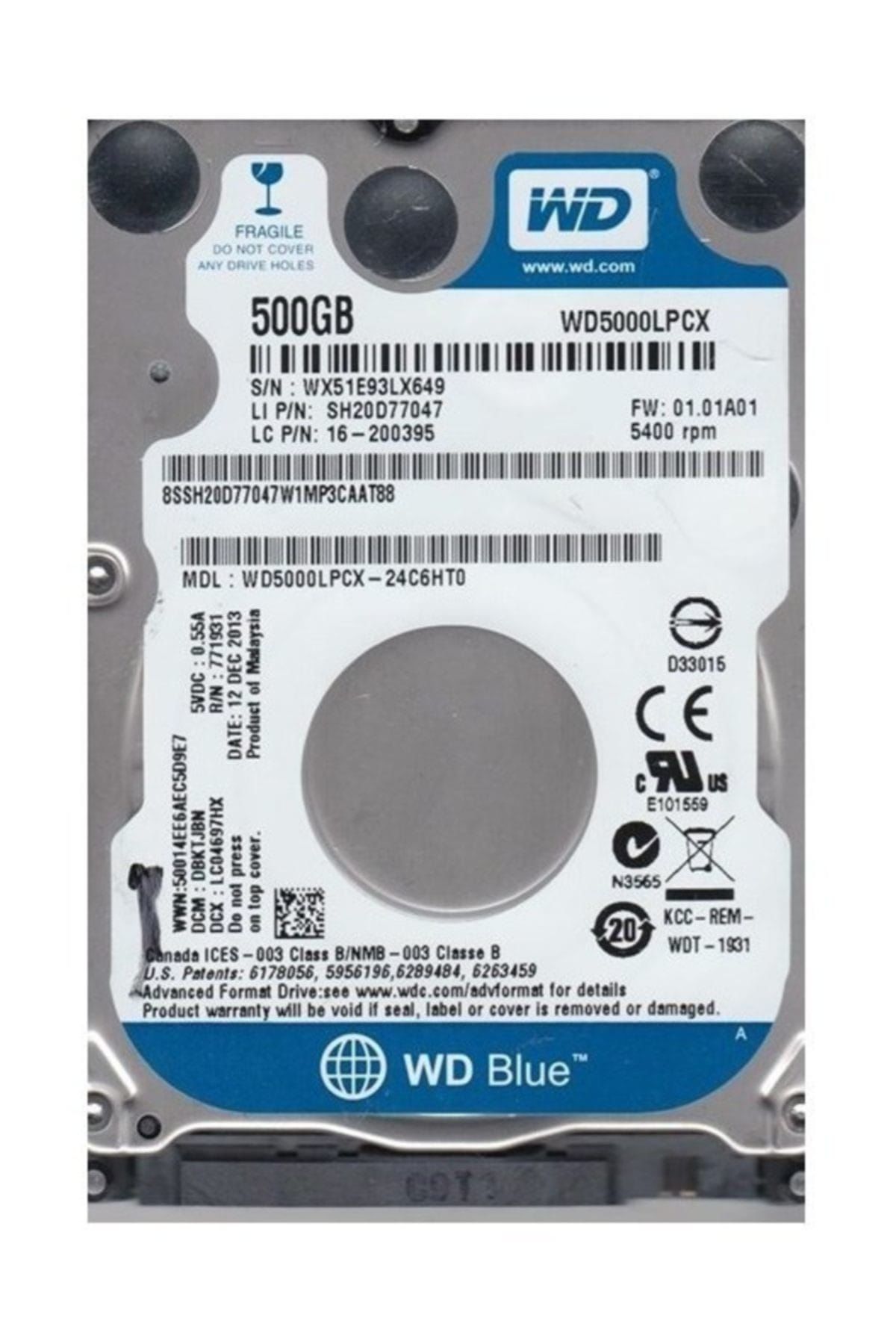 2. EL WD  WD5000LPCX 2.5'' 500GB NOTEBOOK DISK