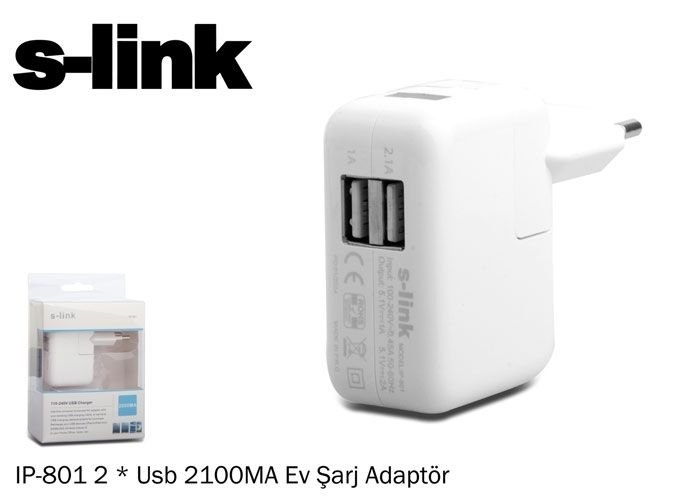 S-link IP-801 Şarj Aleti Çok/Usb 2 * Usb 2100MA Ev Şarj Adaptör