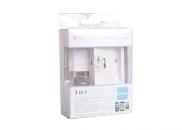 S-link IP-529 iPhone 5 1000MA 3 in 1 Ev+Stand+Data Şarj Kablo