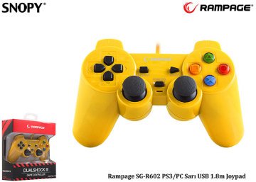 Snopy Rampage SG-R602 PS3/PC Sarı USB 1.8m Joypad