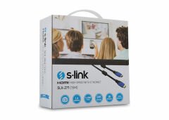 S-link SLX-271 HDMI TO HDMI 15m Altın Uçlu 24K + Kor.Kılıf v2.0 Ultra HD 4K 3D HD 1080P Kablo