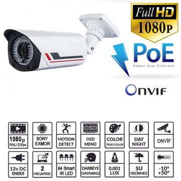 EZCOOL EZ-8120BP 2MP 3,6MM 84 LED IP KAMERA POE