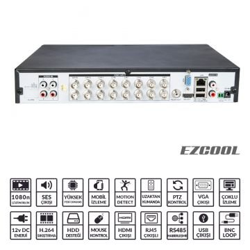 EZCOOL EZ-5216AHD 16KANAL 6SES 2HDD HDMI AHD DVR
