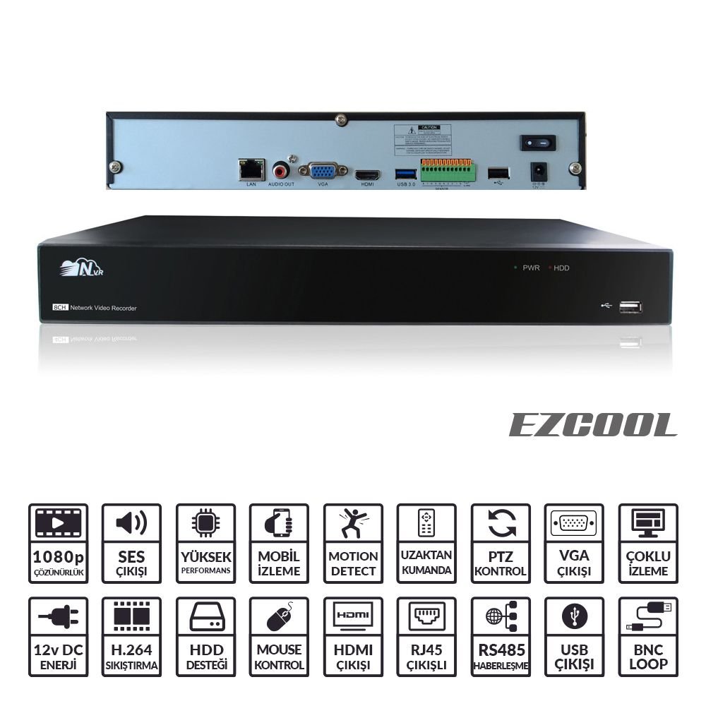 EZCOOL EZ-9008NVR 8KANAL 1920X1080 HDMI NVR