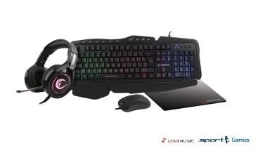 Everest Rampage Meepo Plus KM-4-1 Gökkuşağı Aydınlatmalı Usb Gaming Combo Q Oyun Klavye+Mouse+Pad+Kulaklık Rampage Oyuncu Seti