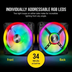 CORSAIR CO-9050098-WW ICUE QL120 RGB 120 MM DORT RGB RENK DONGULU PWM FAN LIGHTING NODE CORE KONTROLCU ILE BIRLIKTE 3 LU PAKET