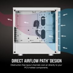 CORSAIR CC-9011189-WW ICUE 465X RGB TEMPERLI CAM YAN PANEL MID TOWER BILGISAYAR KASASI BEYAZ