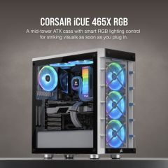 CORSAIR CC-9011189-WW ICUE 465X RGB TEMPERLI CAM YAN PANEL MID TOWER BILGISAYAR KASASI BEYAZ