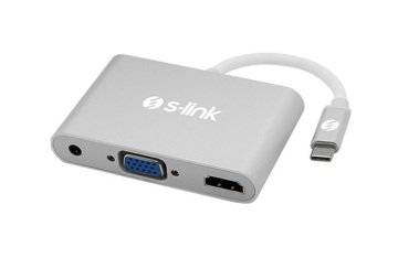Type C to Hdmi Vga 3.5mm Jack Çevirici S-link SL-USB-C58 USB3.1