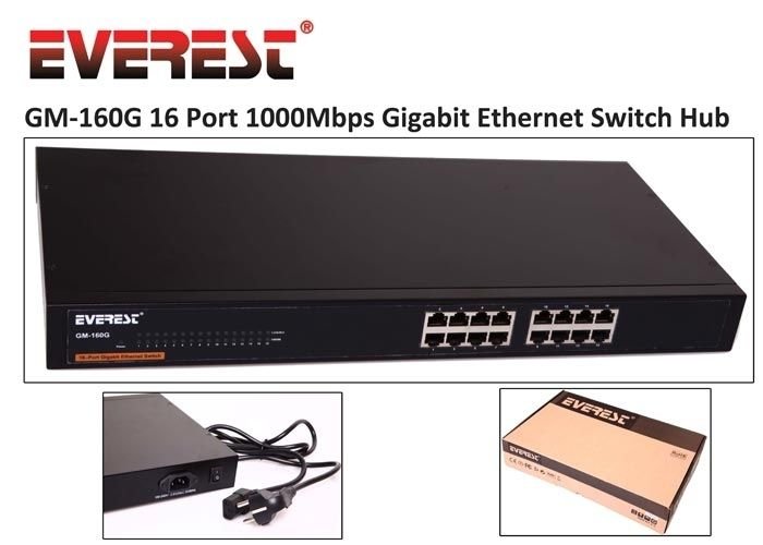Everest GM-160G 16 Port 1000Mbps Gigabit Ethernet Switch Hub
