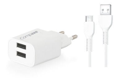 COMPAXE CTA-521MU 10W 5V 2.1A TEK USB + USB TO MICRO 3A KABLOLU SET BEYAZ
