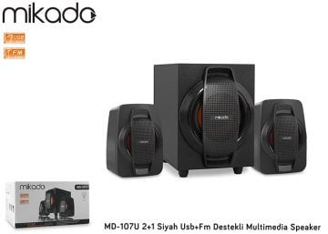 Mikado MD-107U 2+1 Siyah Usb+Fm Destekli Multimedia Speaker