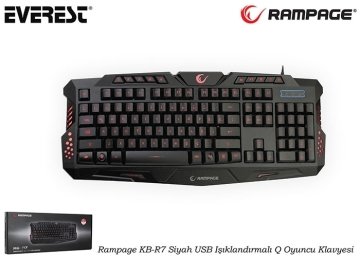Everest Rampage KB-R7 Siyah USB Işıklandırmalı Q Oyuncu Klavyesi