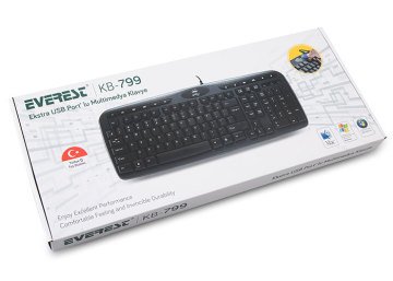 Everest KB-799 Siyah USB 1*USB Hub Q Multimedia Klavye