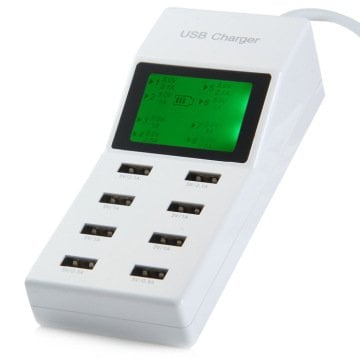 YC-CDA6 DC 5V 8 Port USB 2.0 LCD'li Şarj Adaptör