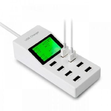 YC-CDA6 DC 5V 8 Port USB 2.0 LCD'li Şarj Adaptör
