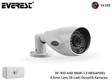 Everest DF-910 AHD 960P-1.3 MEGAPIXEL 3.6mm Lens 36 Ledli Güvenlik Kamerası