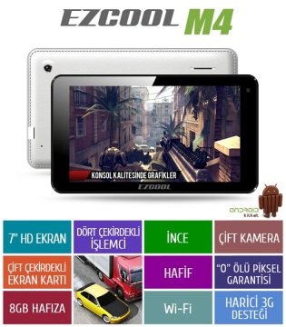 EZCOOL M4 8GB QUAD CORE 7'' HD BEYAZ TABLET
