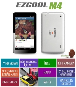 EZCOOL M4 8GB QUAD CORE 7'' HD BEYAZ TABLET