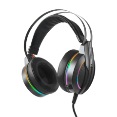 Rampage RM-K6 STARK PLUS USB 7.1 Double RGB Efektli Metalik Gri Surround Gaming Oyuncu Mikrofonlu Kulaklık