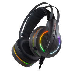 Rampage RM-K6 STARK PLUS USB 7.1 Double RGB Efektli Metalik Gri Surround Gaming Oyuncu Mikrofonlu Kulaklık