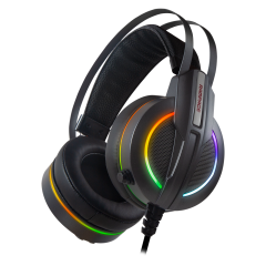 Rampage RM-K6 STARK PLUS USB 7.1 Double RGB Efektli Metalik Gri Surround Gaming Oyuncu Mikrofonlu Kulaklık