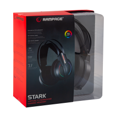 Rampage RM-K6 STARK PLUS USB 7.1 Double RGB Efektli Metalik Gri Surround Gaming Oyuncu Mikrofonlu Kulaklık