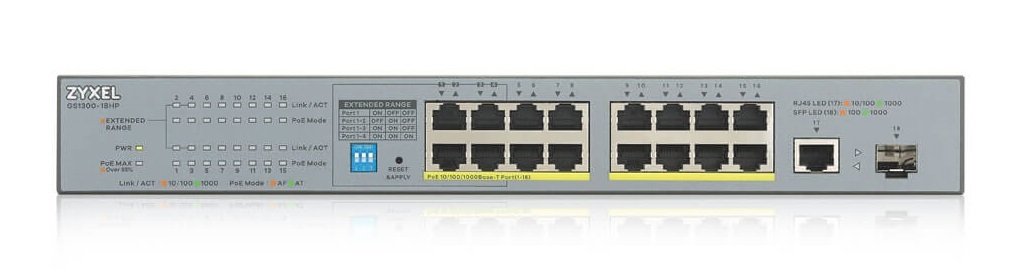 Zyxel Gs1300-18Hp 18 Port Gigabit PoE Switch - 170W Rack Mount Gigabit Sfp