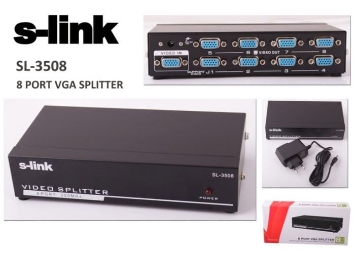 S-link SL-3508 8 VGA 350Mhz Monitör Çoklayıcı
