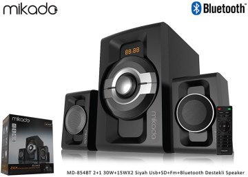 MİKADO MD-854BT 2+1 30W+15WX2 SİYAH USB+SD+FM+BLUETOOTH DESTEKLİ SPEAKER