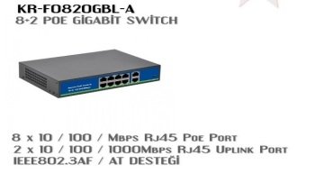 KARER 10/100/1000 GİGABİT 8+2 Port 250m POE Switch (Built-in)