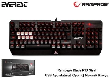 Everest Rampage Blade R10 Siyah USB Aydınlatmalı Oyun Q Mekanik Klavye