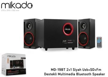 Mikado MD-19BT 2+1 Siyah Usb+SD+Fm Destekli Multimedia Bluetooth Speaker