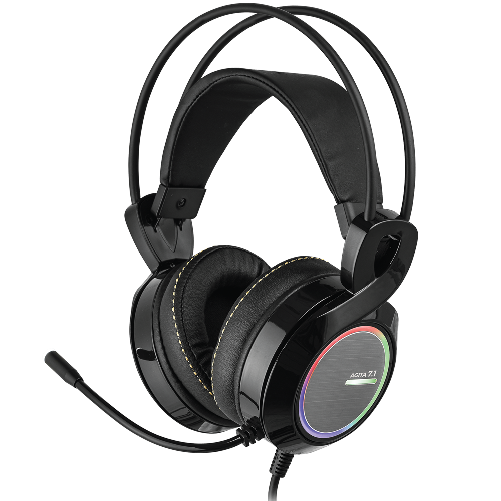 Rampage RM-23 AGITA Siyah Usb 7.1 RGB Ledli Titreşimli Surround Oyuncu Mikrofonlu Kulaklık