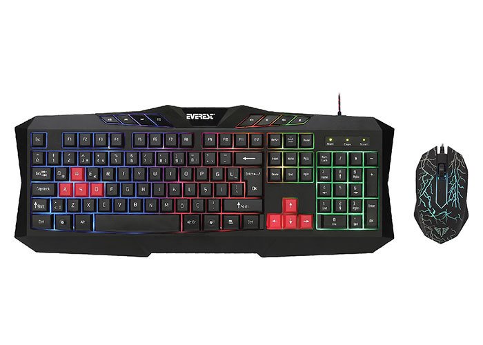 Everest KMX-88 Rgb Led Aydınlatmalı Q Klavye ve Mouse Oyuncu Set...Kullanıcı Dostu Ergonomik Tasarımlı Rainbow Led Aydınlatmalı Klavye ve Baskılı 1200 dpi Led Işıklı Mouse
