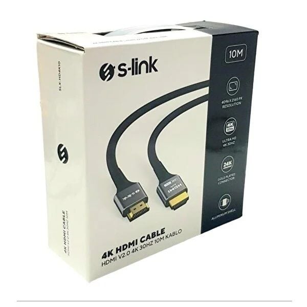 S-link SLX-HD4K10 19+1 HDMI to HDMI 10m Metal v2.0 4K (4096*2160) 30Hz Kablo