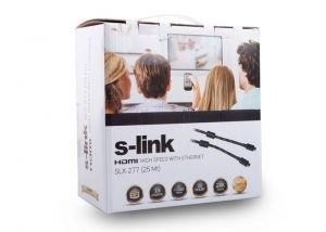 S-link SLX-277 HDMI TO HDMI 25m Altın Uçlu 24K + Çipsetli 1.4 Ver. 3D Kablo