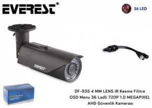 Everest DF-935 AHD 720P-1.0 MEGAPIXEL 4mm Lens IR Kesme Filitre OSD Menu 36 Ledli AHD Güvenlik Kamerası