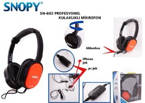 Snopy SN-602 Kırmızı/siyah IPHONE-IPAD-PC Mikrofonlu Kulaklık