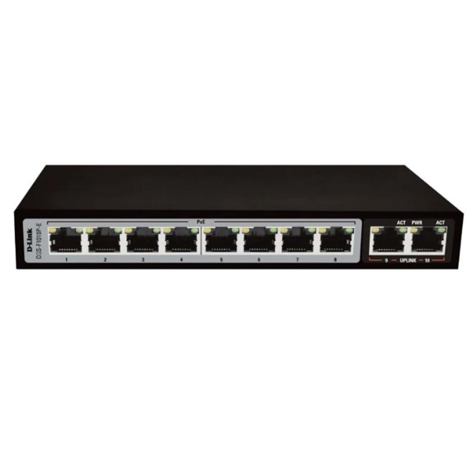 D-Link DES-F1010P-E/B 10 Port 10/100 Fast Ethernet Yönetilemez 8 Portlu POE 2 Uplink 10 Port Switch