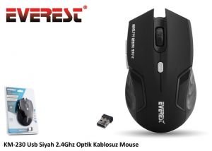 Everest KM-230 Usb Siyah 2.4Ghz Optik Kablosuz Mouse