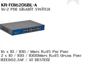 Karer 16 PORT 2 UP Link 250m GİGABİT POE switch(Built-in)