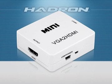 Hadron HD224/100 Erkek Vga to 2 Dişi Hdmi Çevirici