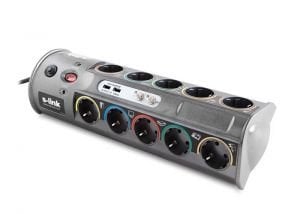 S-link SPG-10 2m 10Lu Akım Kor. Gri + 2 Usb Port 500mA 5V Priz